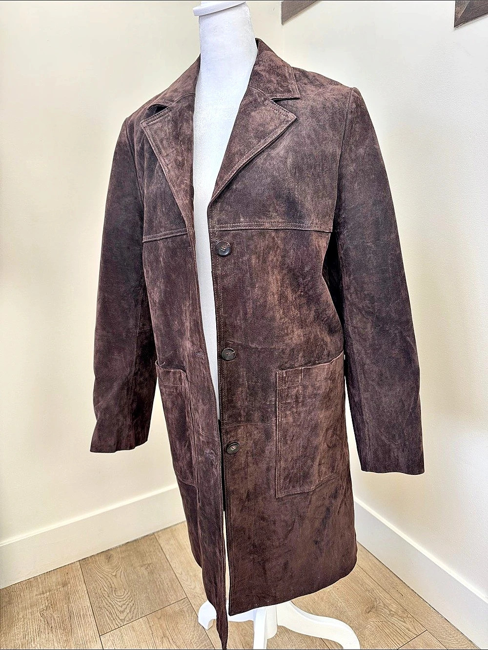Zara Leather Collection Brown Leather Long Coat